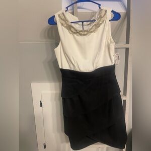 Dressbarn Cream Dress with Pearl and Gold Embellishments